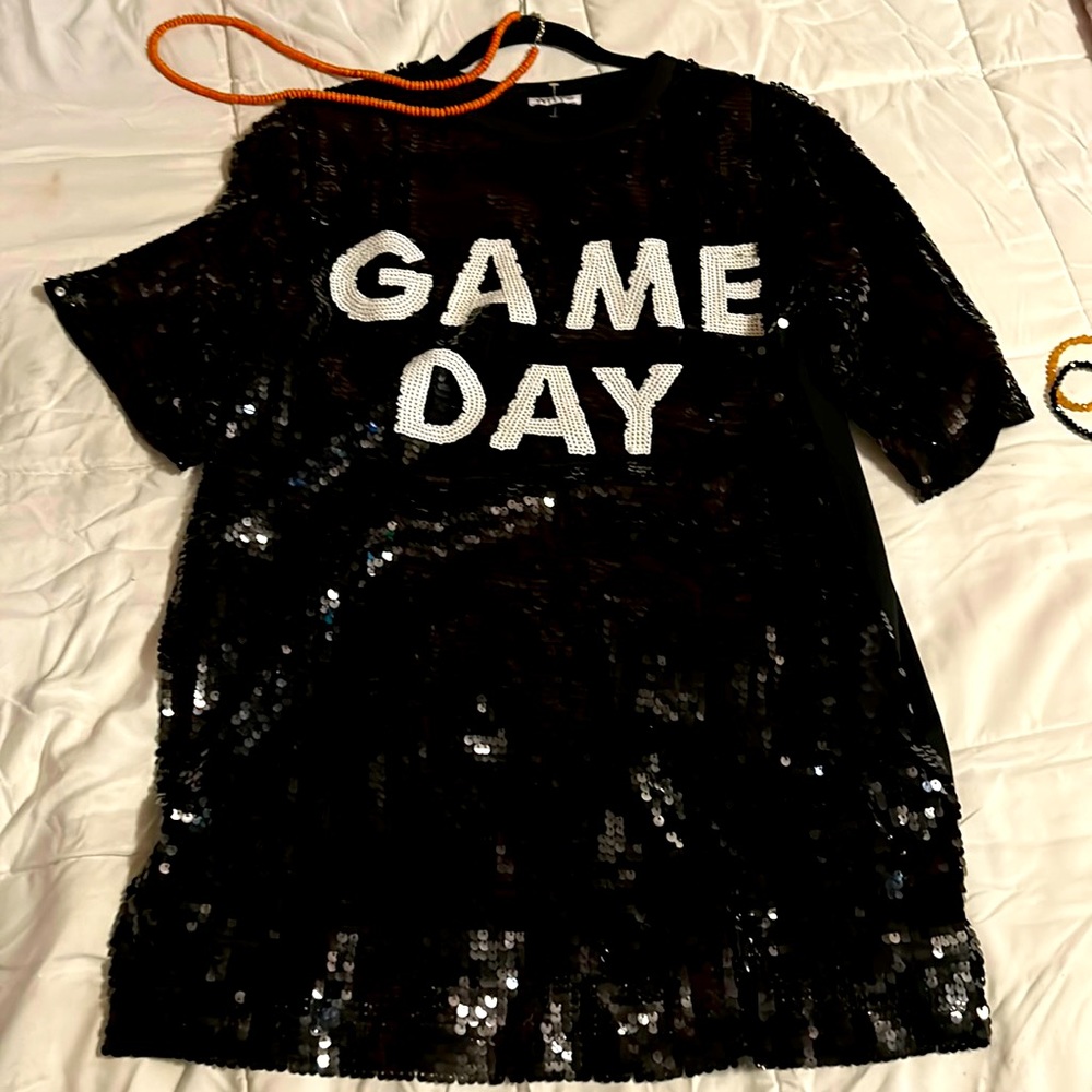 Game day sequin front tshirt dress